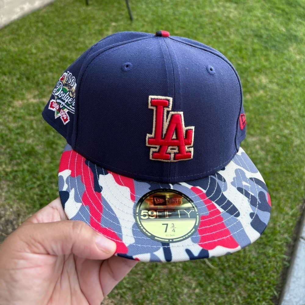 New Era Los Angeles Dodgers 100th Anniversary Patch Fitted Hat Size 8